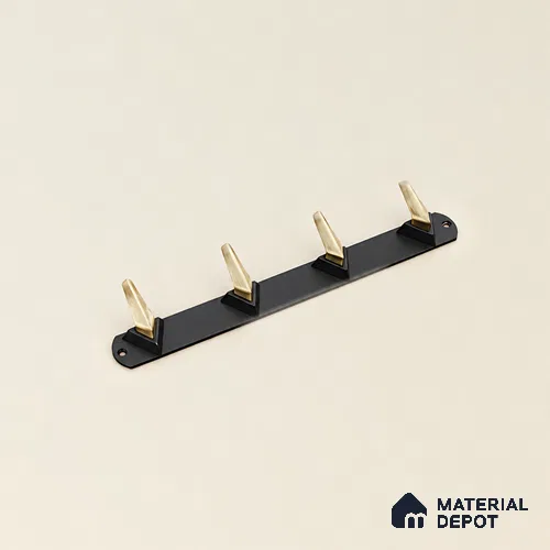 Ottr Zinc Aluminium Hook HA 00380 G Black Antique Brass Finish - 4 Hook | 2 Years Warranty