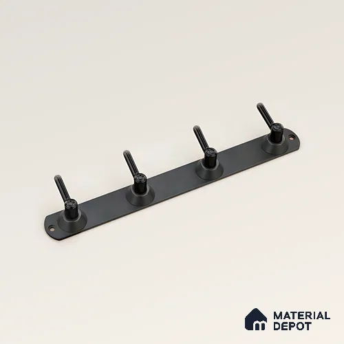 Ottr Zinc Aluminium Hook HA 00381 C Black Grey Finish - 4 Hook | 2 Years Warranty