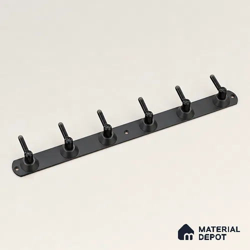 Ottr Zinc Aluminium Hook HA 00381 D Black Grey Finish - 6 Hook | 2 Years Warranty
