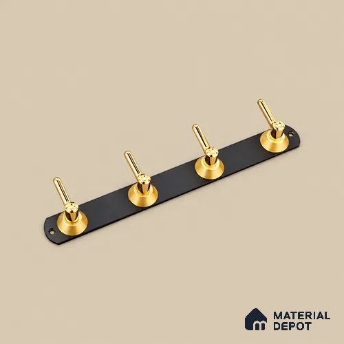 Ottr Zinc Aluminium Hook HA 00381 E Black Gold Finish - 4 Hook | 2 Years Warranty