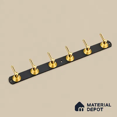 Ottr Zinc Aluminium Hook HA 00381 F Black Gold Finish - 6 Hook | 2 Years Warranty