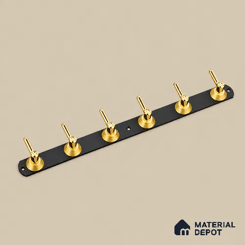 Ottr Zinc Aluminium Hook HA 00381 F Black Gold Finish - 6 Hook | 2 Years Warranty