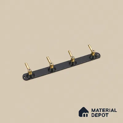 Ottr Zinc Aluminium Hook HA 00381 G Black Antique Brass Finish - 4 Hook | 2 Years Warranty
