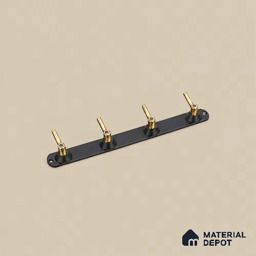 Ottr Zinc Aluminium Hook HA 00381 G Black Antique Brass Finish - 4 Hook | 2 Years Warranty