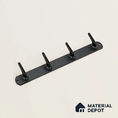 Ottr Zinc Aluminium Hook HA 00382 C Black Grey Finish - 4 Hook | 2 Years Warranty