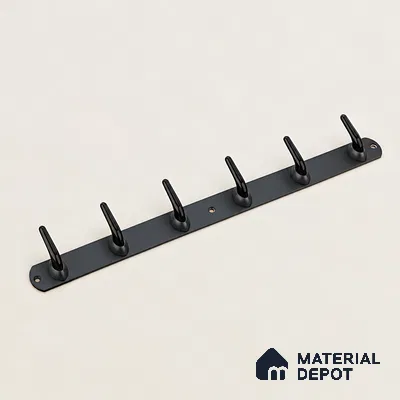 Ottr Zinc Aluminium Hook HA 00382 D Black Grey Finish - 6 Hook | 2 Years Warranty