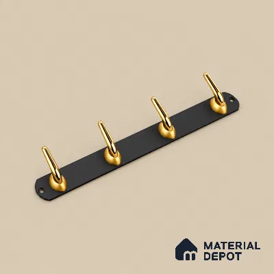 Ottr Zinc Aluminium Hook HA 00382 E Black Gold Finish - 4 Hook | 2 Years Warranty