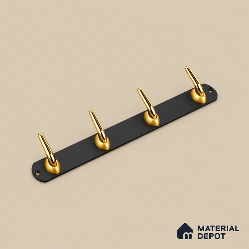 Ottr Zinc Aluminium Hook HA 00382 E Black Gold Finish - 4 Hook | 2 Years Warranty