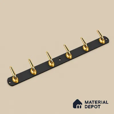 Ottr Zinc Aluminium Hook HA 00382 F Black Gold Finish - 6 Hook | 2 Years Warranty