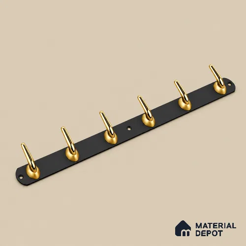Ottr Zinc Aluminium Hook HA 00382 F Black Gold Finish - 6 Hook | 2 Years Warranty