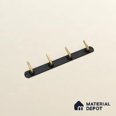Ottr Zinc Aluminium Hook HA 00382 G Black Antique Brass Finish - 4 Hook | 2 Years Warranty