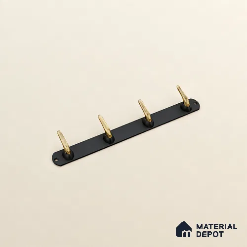 Ottr Zinc Aluminium Hook HA 00382 G Black Antique Brass Finish - 4 Hook | 2 Years Warranty
