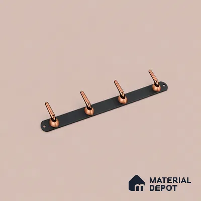 Ottr Zinc Aluminium Hook HA 00382 Black Rose Gold Finish - 4 Hook | 2 Years Warranty