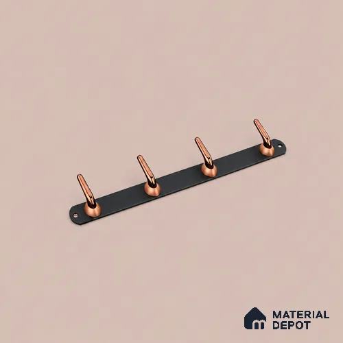 Ottr Zinc Aluminium Hook HA 00382 Black Rose Gold Finish - 4 Hook | 2 Years Warranty