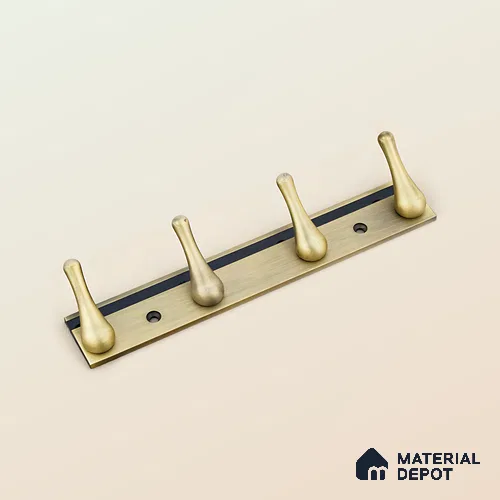 Ottr Zinc Aluminium Hook HA 00385 D Antique Brass Finish - 4 Hook | 2 Years Warranty