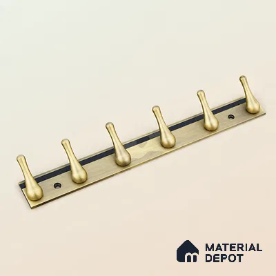 Ottr Zinc Aluminium Hook HA 00385 E Antique Brass Finish - 6 Hook | 2 Years Warranty