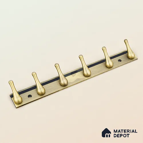 Ottr Zinc Aluminium Hook HA 00385 E Antique Brass Finish - 6 Hook | 2 Years Warranty