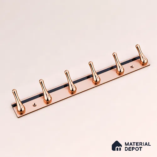Ottr Zinc Aluminium Hook HA 00385 H Rose Gold Finish - 6 Hook | 2 Years Warranty