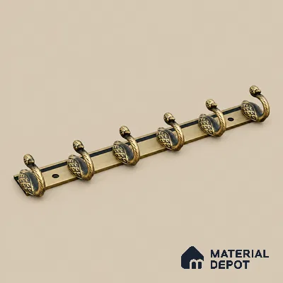 Ottr Zinc Aluminium Hook HA 00386 B Antique Brass Finish - 6 Hook | 2 Years Warranty