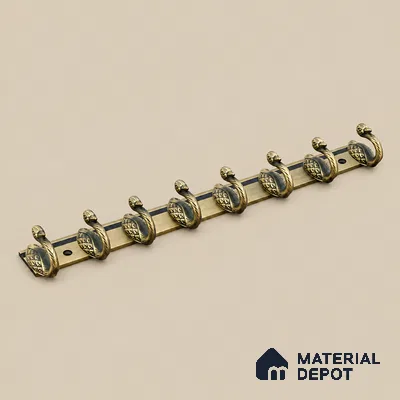 Ottr Zinc Aluminium Hook HA 00386 C Antique Brass Finish - 8 Hook | 2 Years Warranty