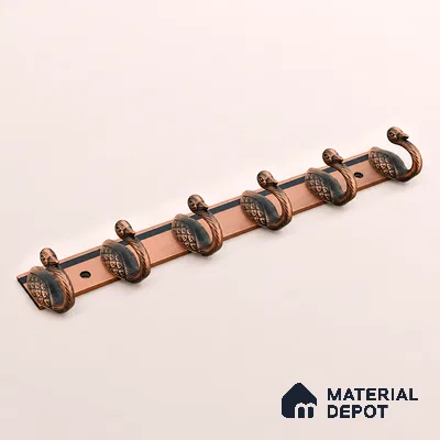 Ottr Zinc Aluminium Hook HA 00386 E Antique Copper Finish - 6 Hook | 2 Years Warranty