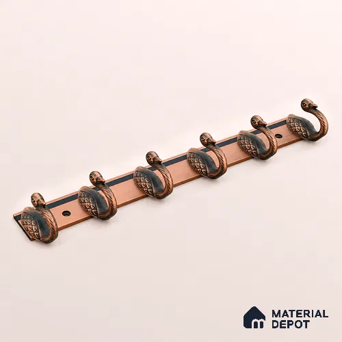 Ottr Zinc Aluminium Hook HA 00386 E Antique Copper Finish - 6 Hook | 2 Years Warranty