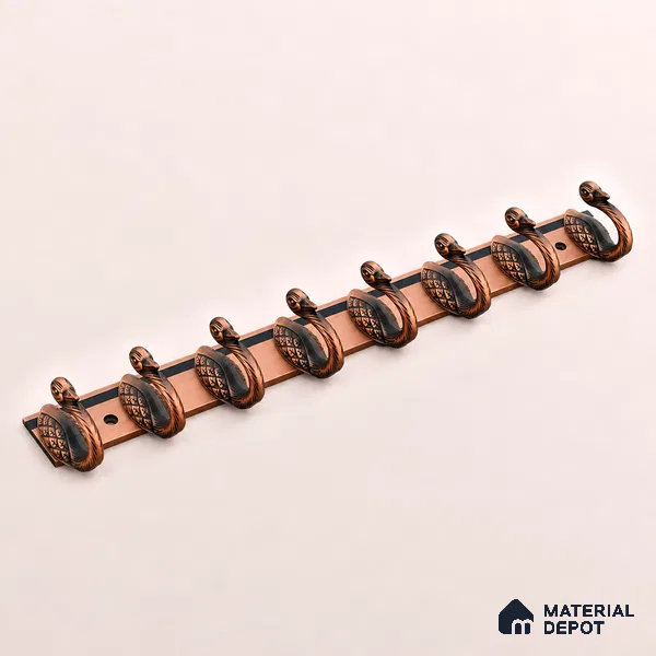 Ottr Zinc Aluminium Hook HA 00386 F Antique Copper Finish - 8 Hook | 2 Years Warranty
