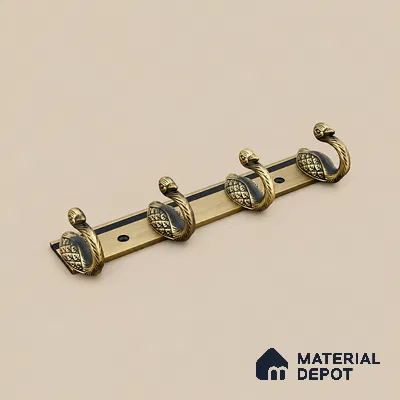 Ottr Zinc Aluminium Hook HA 00386 Antique Brass Finish - 4 Hook | 2 Years Warranty