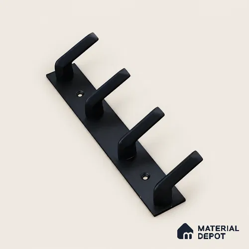 Ottr Zinc Aluminium Hook HA 00387 M Black Finish - 4 Hook | 2 Years Warranty