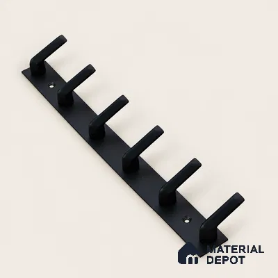 Ottr Zinc Aluminium Hook HA 00387 N Black Finish - 6 Hook | 2 Years Warranty