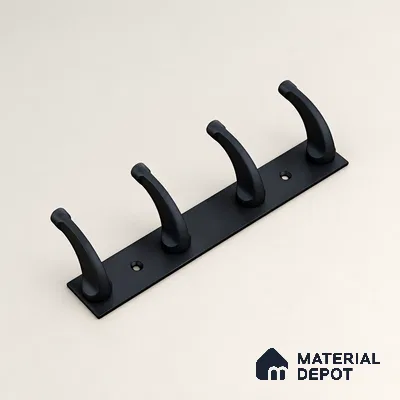 Ottr Zinc Aluminium Hook HA 00388 M Black Finish - 4 Hook | 2 Years Warranty
