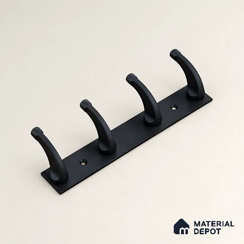 Ottr Zinc Aluminium Hook HA 00388 M Black Finish - 4 Hook | 2 Years Warranty
