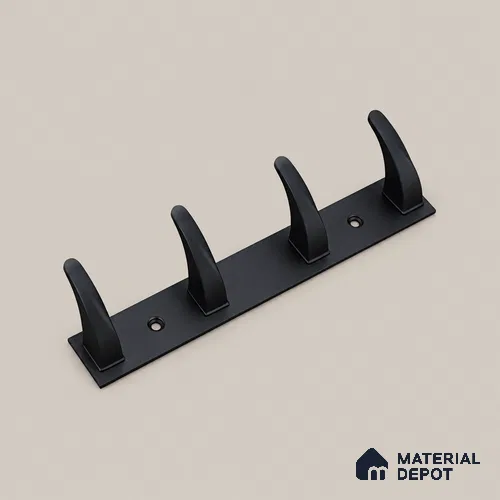 Ottr Zinc Aluminium Hook HA 00389 M Black Finish - 4 Hook | 2 Years Warranty