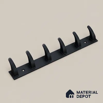 Ottr Zinc Aluminium Hook HA 00389 N Black Finish - 6 Hook | 2 Years Warranty