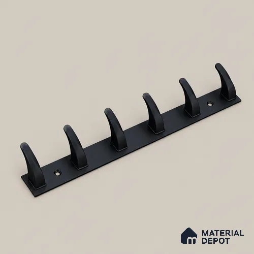 Ottr Zinc Aluminium Hook HA 00389 N Black Finish - 6 Hook | 2 Years Warranty