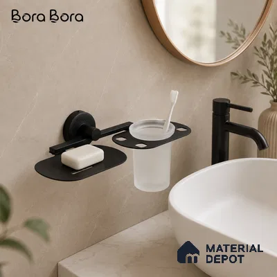 Soap Dish with Tumbler Holder 9507-TH Toucan Black Matt Finish SS 304 | 5 Years Warranty