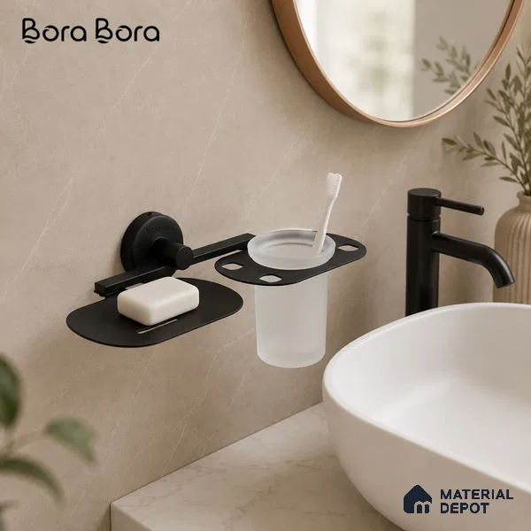Soap Dish with Tumbler Holder 9507-TH Toucan Black Matt Finish SS 304 | 5 Years Warranty