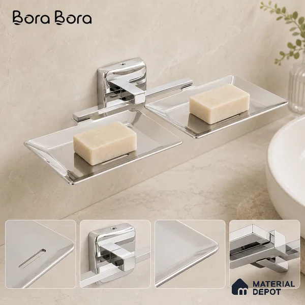 Double Soap Dish 9105-DSD Robiee Chrome Finish SS 304 | 5 Years Warranty