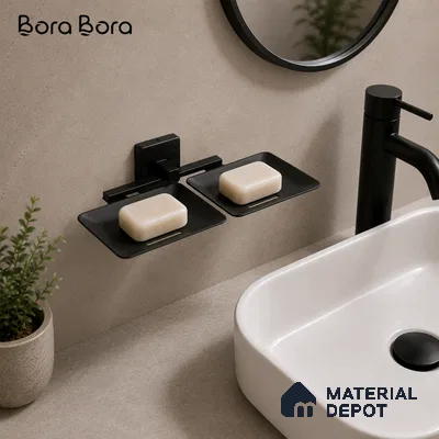 Double Soap Dish 9105-DSD Robiee Black Matt Finish SS 304 | 5 Years Warranty