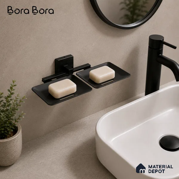 Double Soap Dish 9105-DSD Robiee Black Matt Finish SS 304 | 5 Years Warranty