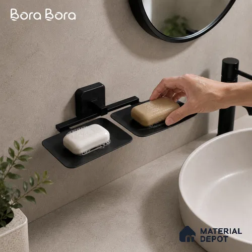Double Soap Dish 9105-DSD Robiee Black Matt Finish SS 304 | 5 Years Warranty