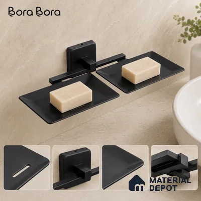 Double Soap Dish 9105-DSD Robiee Black Matt Finish SS 304 | 5 Years Warranty
