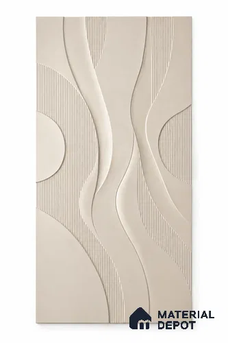 Ivory Flow Abstract Carved 9.13 ft x 7 ft CNC Made HDHMR Panel - 25 mm