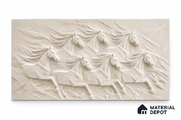 Seven Galloping Horses 3D Carved 9 ft x 7 ft CNC Made HDHMR Panel - 30 mm
