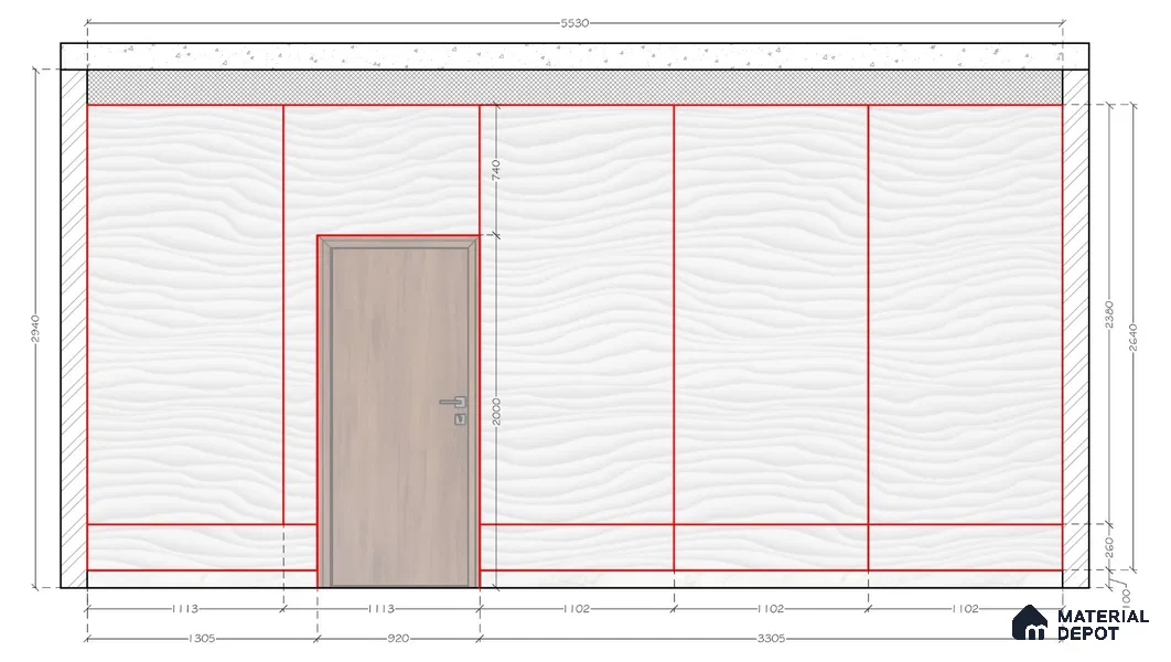 Jadhav Waves 8.6 ft x 18.5 ft CNC Made HDHMR Panels - 25 mm