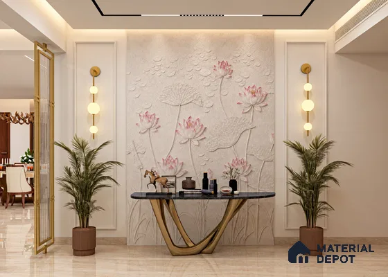 Lotus Bloom 10 ft x 7 ft CNC Made HDHMR Panel - 25 mm