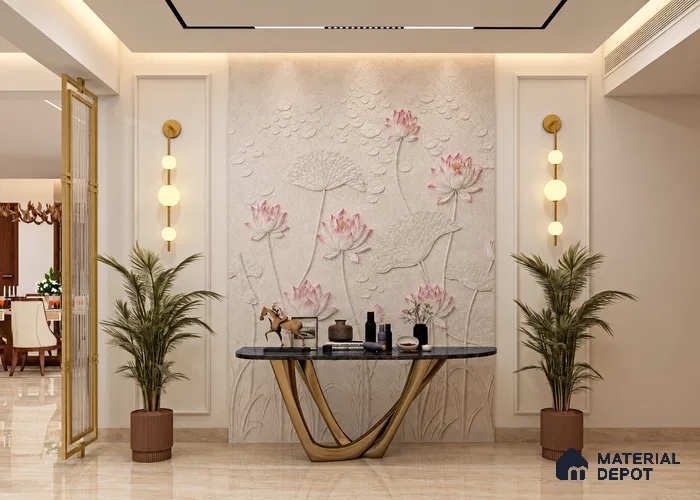 Lotus Bloom 10 ft x 7 ft CNC Made HDHMR Panel - 25 mm