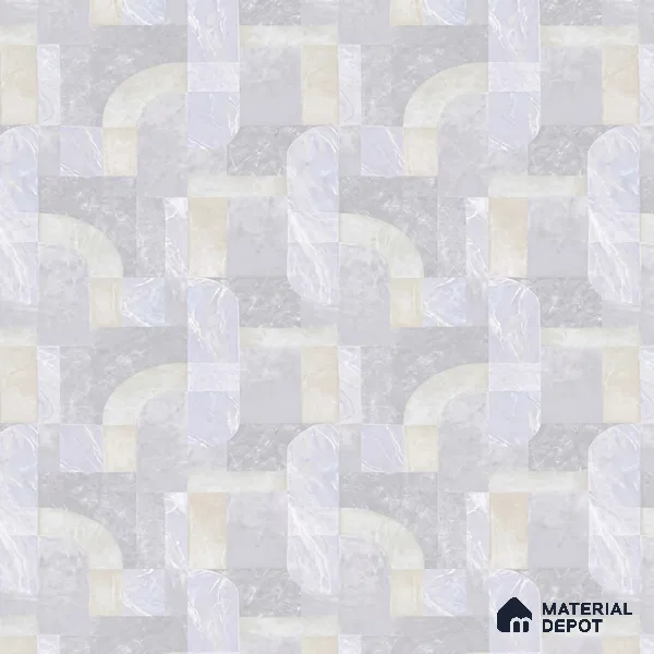 OR03-1 | White & Lavender Marble Block Mosaic PVC Patterned Wallpaper - 5 Meter x 42 Inch, 57 Sq. Ft. (Min. 15% Wastage)
