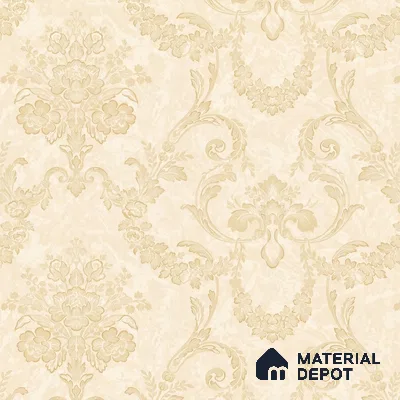 OR08-3 | Cream Gold Soft Scroll Damask PVC Patterned Wallpaper - 5 Meter x 42 Inch, 57 Sq. Ft. (Min. 15% Wastage)