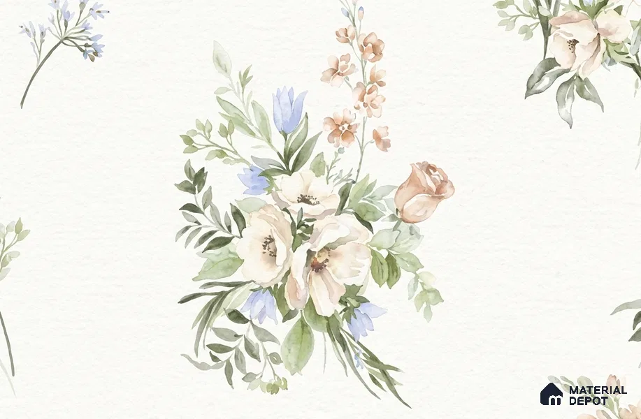 81403-1 | White Pastel Bouquet Floral Wallpaper - 5 Meter x 42 Inch, 57 Sq. Ft.